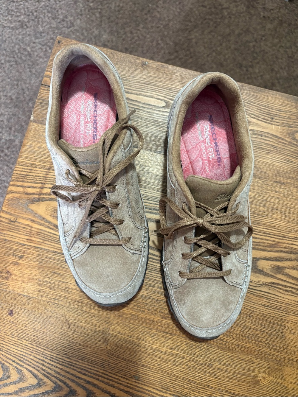 Skechers Women's Tan Suede Lace-Up Sneakers